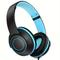 TEMU Over Ear Wired Blue Headphones Folding Corded Headphones For Portable Stereo Headphones Compatible With Computer Pc Phone