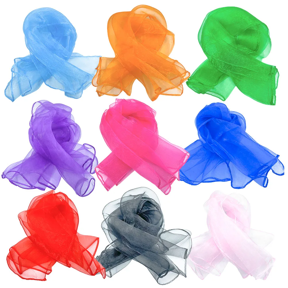 60*60 cm Gymnastik Schals Farbige Sensorische Schals Regenbogen Gaze Baby Jonglieren Tanz Gymnastik Ballett Farbige Gym Tanz Gaze Image