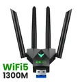 Scheda di rete wireless 1300Mbps Adattatore USB WiFi USB 3.0 Dual Band 2.4G/5Ghz Dongle Wi-Fi 4 Antenna Ricevitore wireless per PC