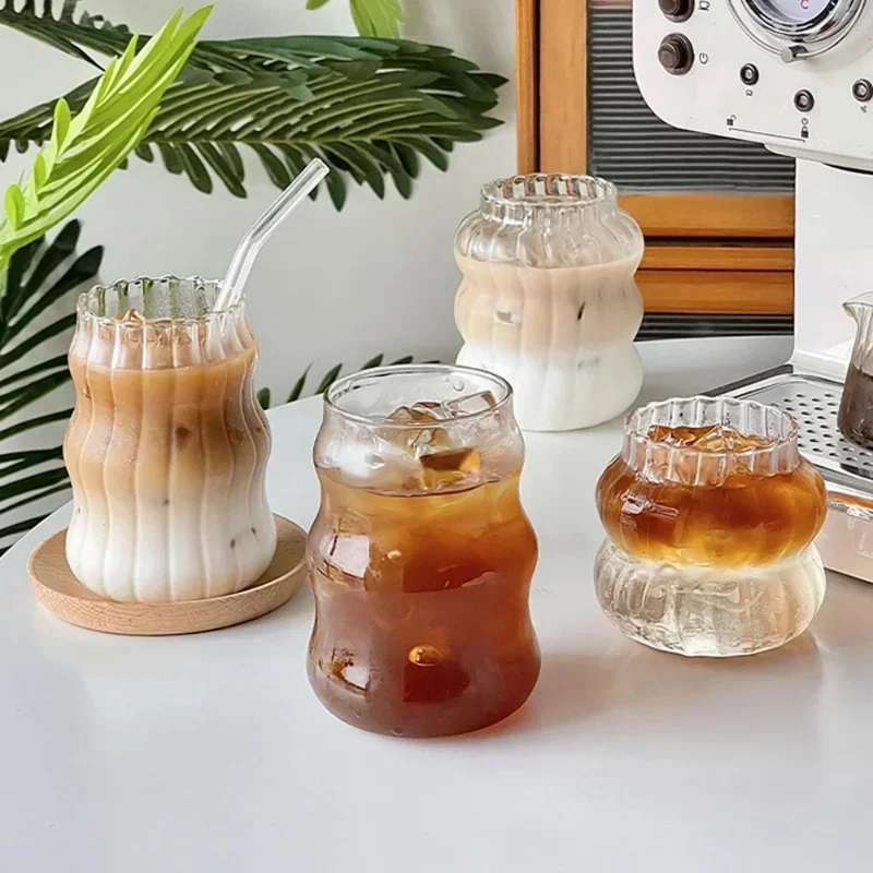 Kreative Glas Tasse Transparent Hitzebeständige Tumbler Saft Milch Kaffee Becher Hause Wasser Gläser Bier Cocktail Gläser Drink Image