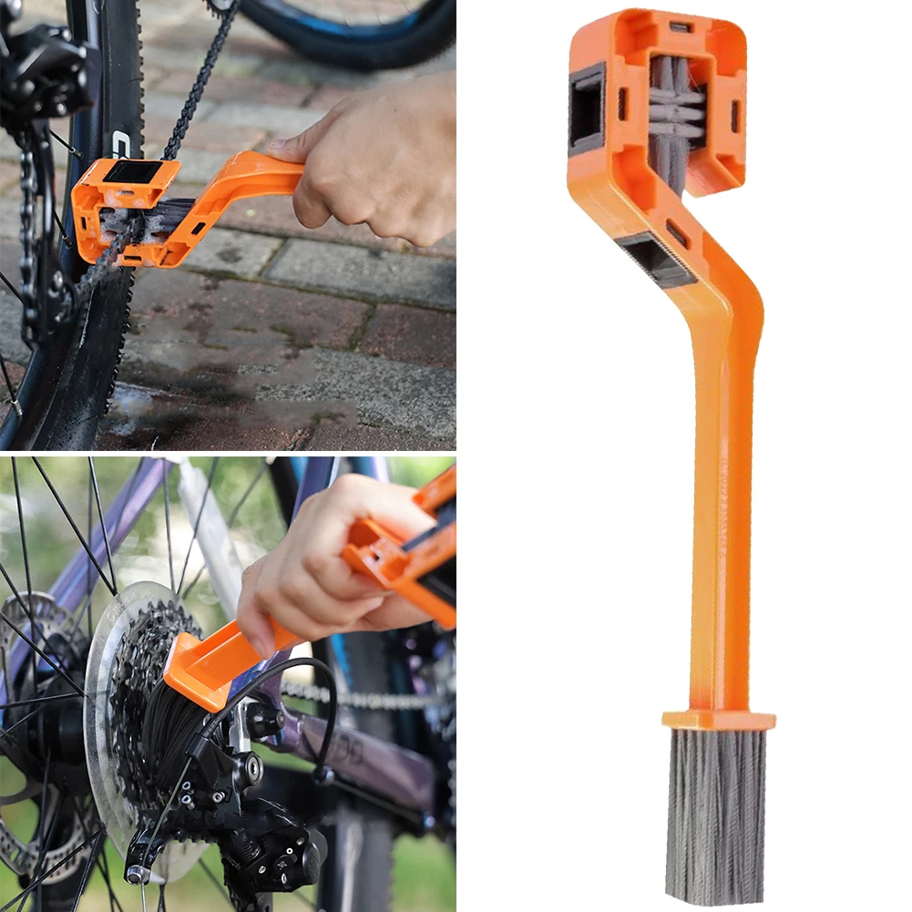 Spazzola per la pulizia della catena del motociclo spazzola per la pulizia della catena della bici a doppia testa multifunzione portatile per Scooter da bicicletta da strada per moto