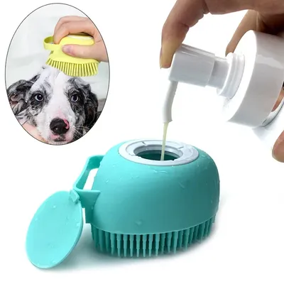 Badezimmer Welpen Großer Hund Katze Bad Massage Handschuhe Bürste Weiche Sicherheit Silikon Haustier Image
