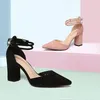 2024 Sommer Quadrat High Heels Frauen Schuhe Herde spitze Sandalen sexy weibliche Sandalen Schuhe Knöchel schnalle 6cm Absatz lässige Pumps schuhe damen pumpen schuhe damen absatz damenschuhe damen