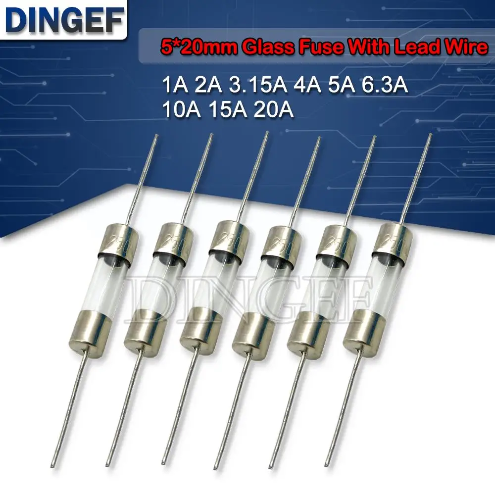 10PCS 5*20mm Glas Sicherung Schnelle 250V Mit Blei Draht 5*20 1A 2A 3,15 A 4A 5A 6,3 A 10A 15A 20A Die sicherung rohr Image