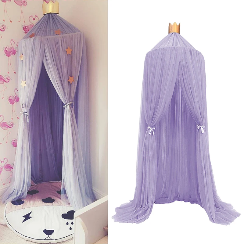 Neue Moskito netz Tür Bett Regen Baldachin kreisförmige Kuppel rosa grau Prinzessin Bett Spiel Zelt Zimmer Babybett Bettdecke Bettwäsche Baumwolle Image