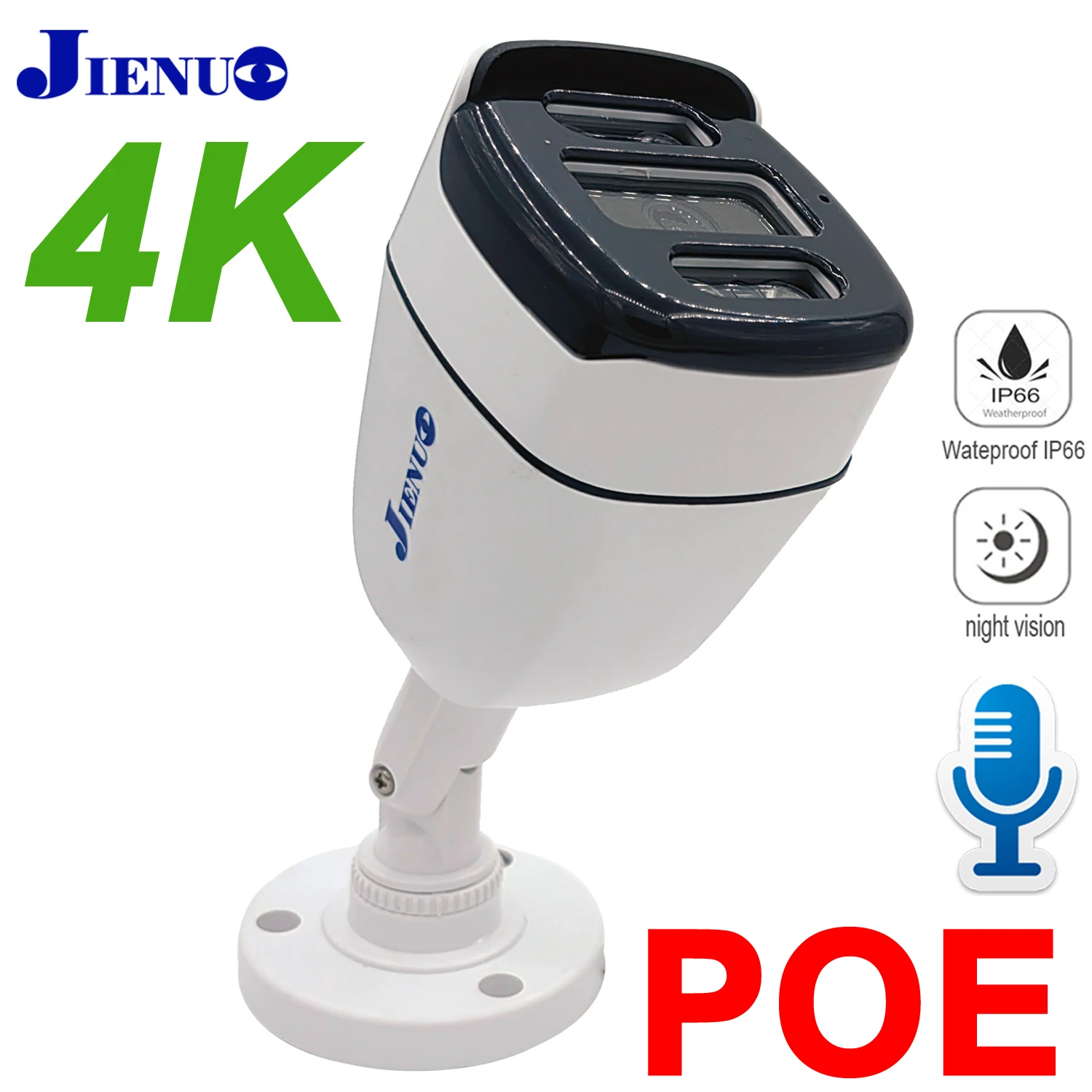 Jienuo ip kamera poe 4k wasserdichte sicherheit nachtsicht video im freien h.265 4mp 5mp 8mp onvif kugel cctv home cam überwachung Image