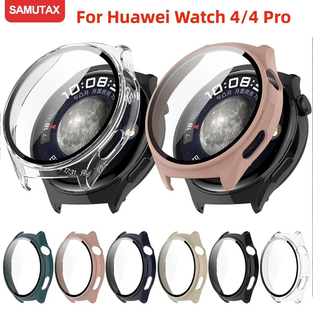 Glas + Hülle für Huawei Watch 4 Pro, Zubehör, PC, Rundum-Stoßstangen-Schutzhülle + Displayschutzfolie für Huawei Watch 4 Image