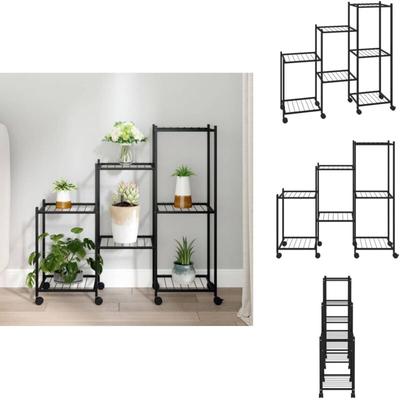 Vidaxl - Blumenständer mit Rollen 83x25x83,5 cm Schwarz Eisen - Blumenständer - Pflanzenständer Image
