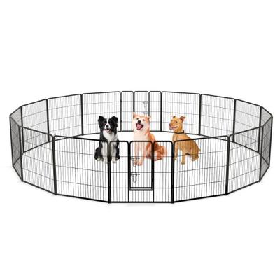 Costway 16 Panel 24/32/40 Inches Height Dog Playpen with Lock and Large Door-32 inches