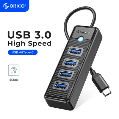 ORICO-Multi Type C Splitter, 4 Ports, USB 3.0 HUB, 5Gbps, High Speed, OTG Adapter for PC, Computer