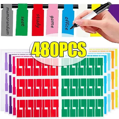 240/480pcs Self-Adhesive Cable Labels Colorful Waterproof Wire Marking Ties Laser Printer Stickers