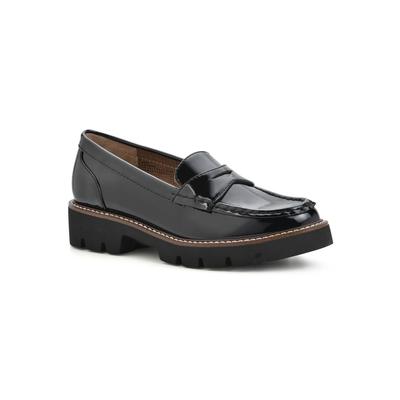 Wide Width Women's Gunner Loafers by White Mountain in Black Patent (Size 9 W)