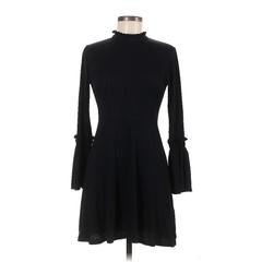 Topshop Casual Dress - Sweater Dress Turtleneck Long Sleeve: Black Dresses - Women's Size 8