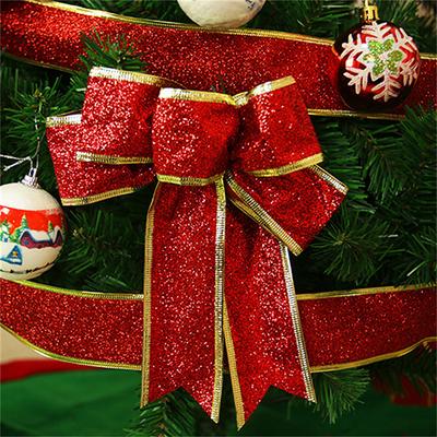 15 Pcs Christmas Decorations Christmas Ribbon Bow Christmas Supplies Golden Onion Powder Bow Christmas Tree Pendant