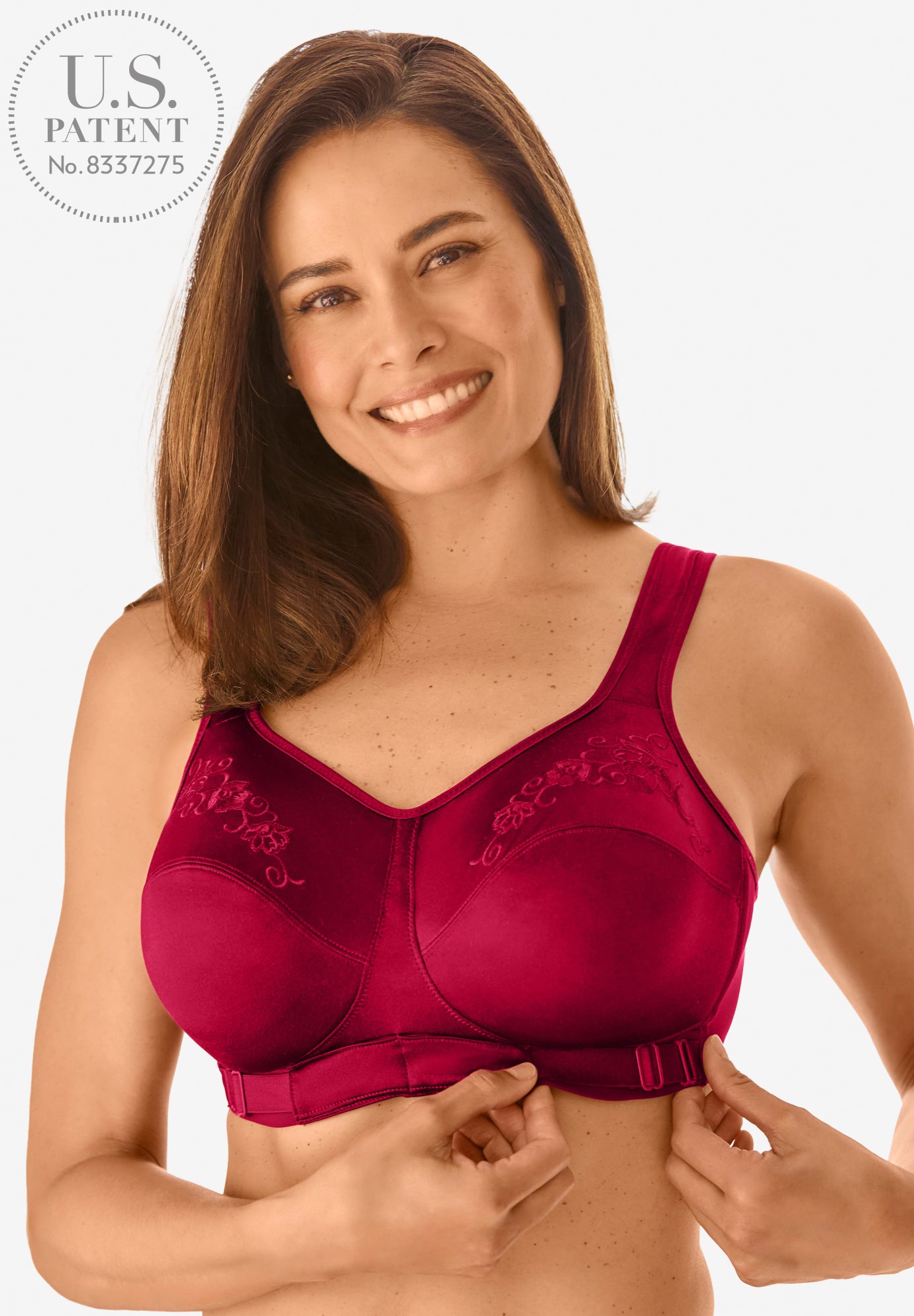 Plus Size Women's The Embroidered Custom Fit Bra by Comfort Choice in Pomegranate (Size 42 C)