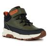 Winterboots GEOX "J FLEXYPER PLUS BOY ABX", Kinder, Gr. 29, grün (khaki, orange), Lederimitat, Textil, casual, Schuhe, Sneaker, Freizeitschuh mit Geox Spezial Membrane