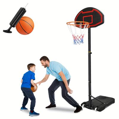 TEMU Basketball Hoop Outdoor - Height Adjustable Basketball Stand 156-208 Cm - Mobile Basketball System With Wheels - Mini Basketball Hoop For Indoor And Outdoor Use