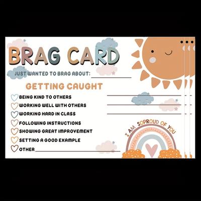 TEMU Teacher Brag Cards - 50 Positive Behavior Note Cards For Parental Communication & Classroom Reward System