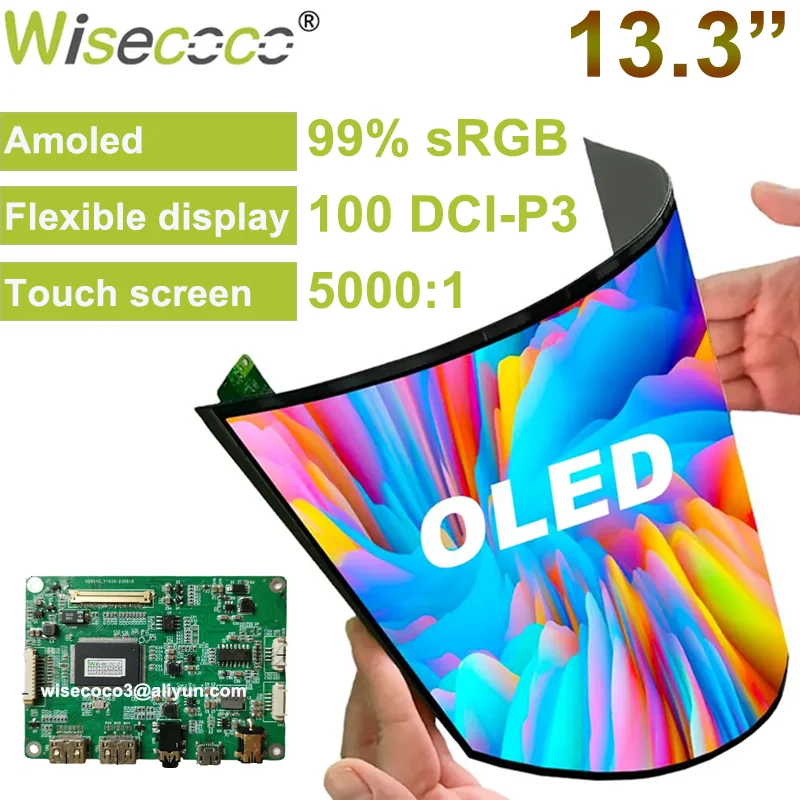 Amoled flexibles Display 13,3 Zoll 2k AM-OLED eingebauter Touchscreen x bieg bares Display mit Treiber platine Image