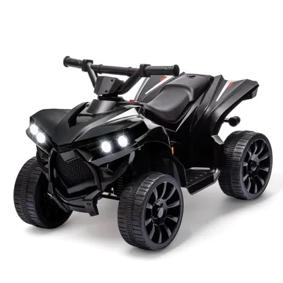 Kids 6V ATV, Ride on Quad Car Toy with LED Lights, Music, Foot Pedal Wear-Resistant Wheels, Battery