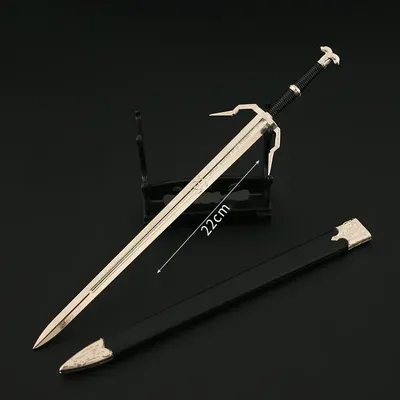 Geralt Weapon Witcher Wild Hunt White Wolf Steel Sword 22cm Game Peripheral Medieval Knight Sword
