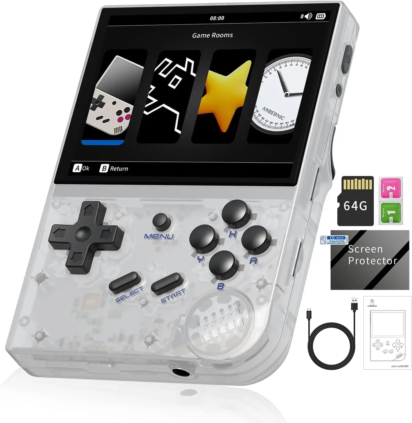 ANBERNIC RG35XX Neue aktualisierte 3,5-Zoll-IPS-Videospiel-Handheld-Spielekonsole mit Linux-System H700 Quad-Core ARM Cortex-A53 1,5 GHz