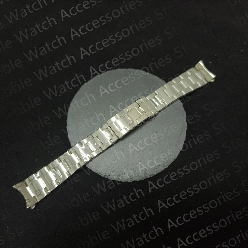 20 mm 316L Edelstahl Vintage Gitterschnalle gebogenes Ende Oyster Uhrenarmband passend für RLX 116719 16570 16610 93150 Image