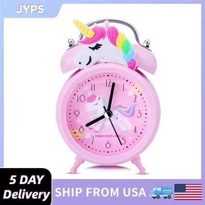 Pink Unicorn Alarm Clock with Backlight Cute Desk Clock For Girl Bedroom Decoration Kids Christmas