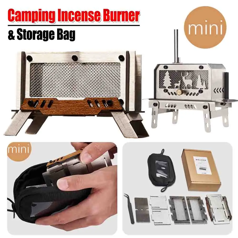 Mini Holzofen tragbare Outdoor-Camping Weihrauch brenner Edelstahl Weihrauch brenner Aroma therapie Dual-Purpose für zu Hause Image