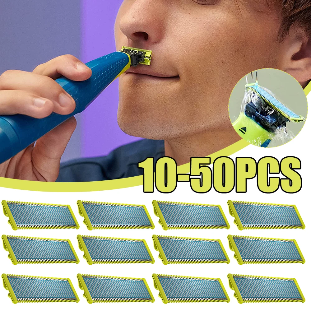 10-50 Stück Anti-Reibungs-Rasierklingen Haars ch neider Klingen Kopf rasierer Klingen Rasierklingen Clippers Klingen für Norelco One blade Image