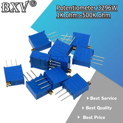 10 Stück 3296W Potentiometer Präzision einstellbarer Widerstand Multi-Turn-Trimmen 100r 1k 2k 5k 10k Image