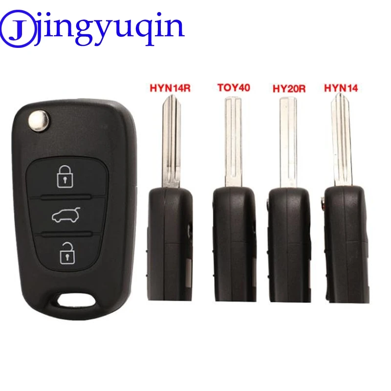 Jingyuqin 3 Tasten Flip Remote Key Shell Für HYUNDAI I30 IX35 Für Kia K2 K5 Auto Schlüssel Blank Fall Abdeckung mit Aufkleber Image