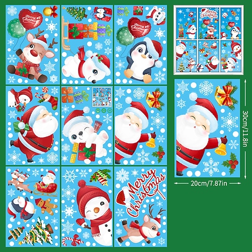 2023 Weihnachtsfensteraufkleber mit statischer Elektrizität, Weihnachtsmann, Schneemann, Elch, Schaufensterglas-Dekorationsaufkleber Image