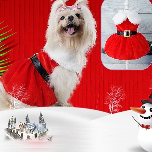 Hunde Katzen Kleider Weihnachtsgeschenke für haustiere Modisch bezaubernd Süßer Stil Winter Weich Waschbar Komfortabel Party Weihnachten Outdoor Casual Gehen Bichon Frise Spitz kleines Haustier