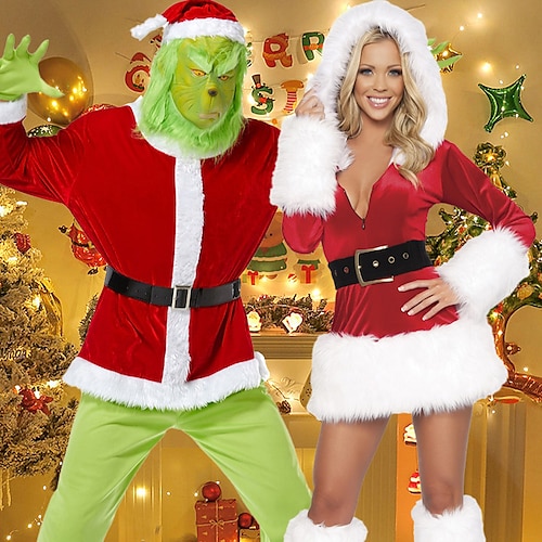 Weihnachtsmann FrauClaus Santa Anzüge Cosplay Kostüme Passende Familie und Paare Herren Damen Weihnachten Cosplay-Kostüm Passende Familienoutfits Erwachsene Weihnachten Maskerade Heiligabend Image