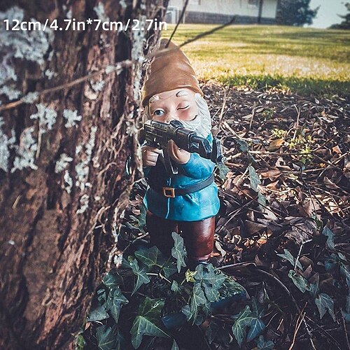 Zwergenskulptur aus Kunstharz – Armee-Gartenzwerge, stehende, hockende, liegende Kampftruppe, Kunstharz-Kunsthandwerksornament für den Garten im Freien