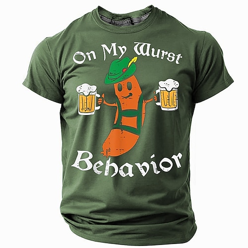 Herren On My Wurst Behavior Lustiges Oktoberfest Wortspiel Grafik T-Shirt kurzärmlig für Bierliebhaber Image