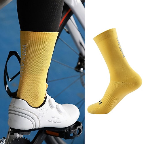Wosawe Radfahren Sport reflektierende Socken Rennrad Mitte der Wade Sportsocken Männer und Frauen Modelle atmungsaktive Freizeit Radfahren Socken be001 Image
