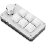 Dioche USB Mini 6Key Keypad Mechanical Gaming Keyboard Portable One Handed Mechanical Keyboard Shortcut Programmable Keyboard with Knob for PC Gamer(Black White)