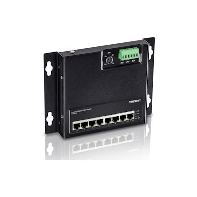 TRENDnet TI-PG80F 8-Port Industrial PoE+ Gigabit Wall-Mount Front Access Switch