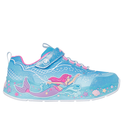 Skechers Girl's S-Lights: Mermaid Dreams Sneaker | Size 2.0 | Blue | Textile/Synthetic