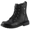 Schnürboots GEOX "J ECLAIR GIRL M", Kinder, Gr. 33, schwarz, Lederimitat, casual, Schuhe, Bikerboots, Winterstiefel, Boots mit modischem Blockabsatz
