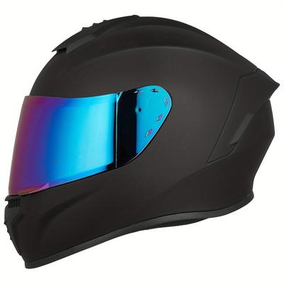 TEMU -face Motorcycle Helmet With Reflective Rainbow Lens,, Removable & Washable Interior Liners For Men And Women, Motorcycle Accessories