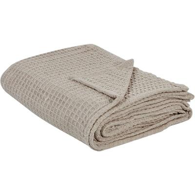 Tagesdecke Taupe Baumwolle 200x220 cm Strukturiert Waffelmuster Modern Schlafzimmer Wohnzimmer Image