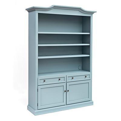 Casa Florentina Josephina Bonnet Top Large Bookcase with Door - Saturated Blue Gray - Ballard Designs