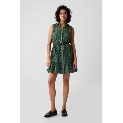 Gap Womens Green Eyelet Tiered Mini Dress - Green