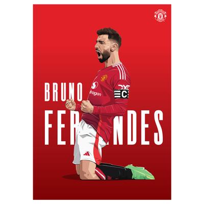 Manchester United Bruno Fernandes 24-25 Illustrationsdruck – ungerahmt A2 Image
