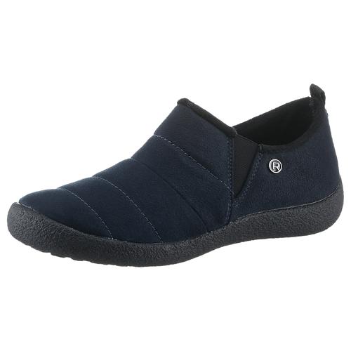 Hausschuh ROHDE ""OLBIA"", Damen, Gr. 41, blau (dunkelblau), Textil, unifarben, klassisch, Schuhe, Pantoffel, Hüttenschuh, Schlupfschuh mit herausnehmbarer Innensohle