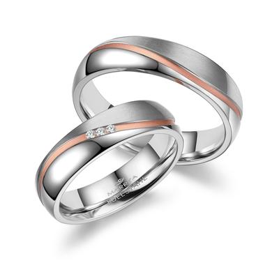 Verlobungsring MARRYA "Edelstahl Ringe Trauringe Eheringe Partnerringe" Gr. 76, rosa (herren ring, silber, rosé), Finger