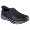 Slip-On Sneaker SKECHERS "SLADE-", Herren, Gr. 46, schwarz, Leder, Textil, casual, Schuhe, Slipper, Freizeitschuh, Halbschuh mit Goga Mat Funktion